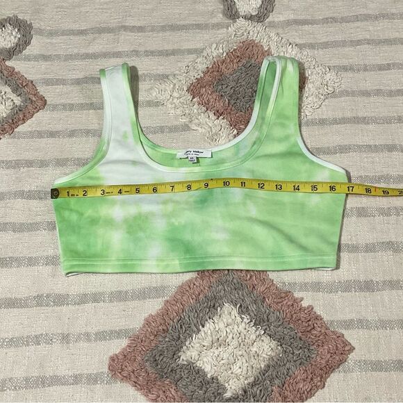 2 Piece Tie Dye French Terry Crop Top & Oversized Blouse Set Lime Green Medium - Picture 4 of 11